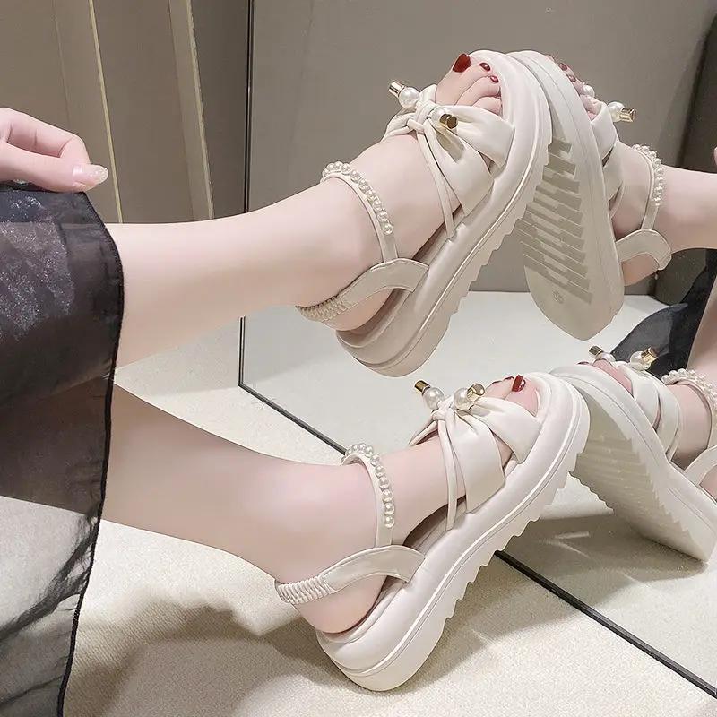 Fashion Summer Outdoor Black Ladies Shoes The Best Footwear Luxury 2025 Comfort Offers Sale Pvc Trend Asian Size Vip Women's Sandals
