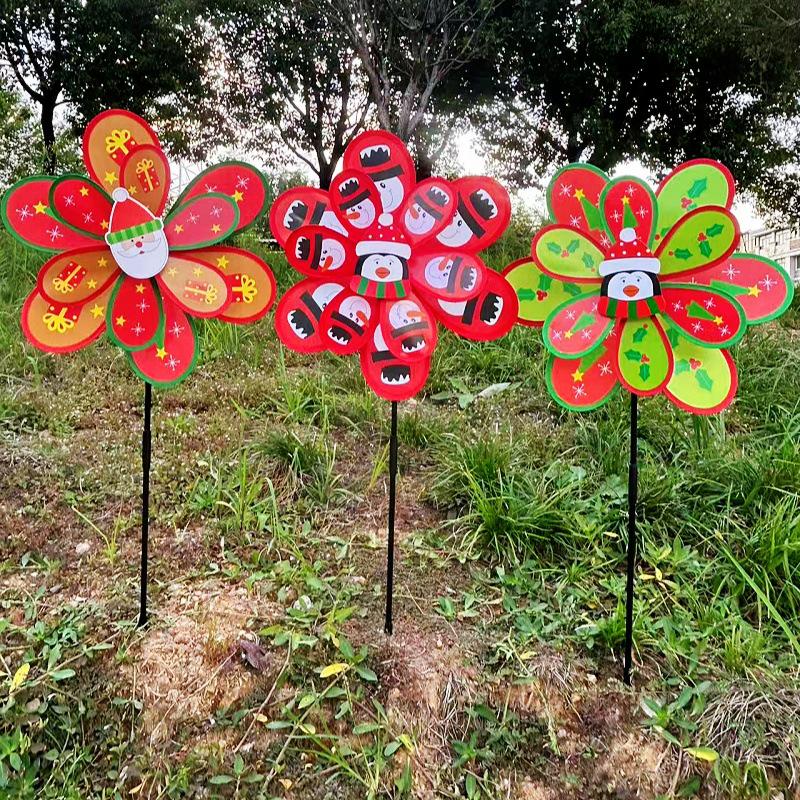 Große Doppelschichtige Weihnachts-Windmühle Outdoor-Spielzeug und Dekoration