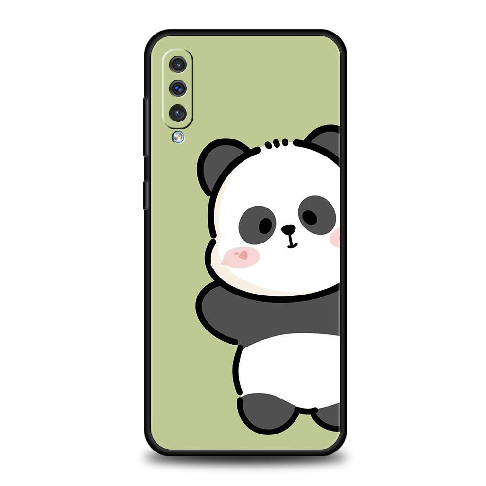 Case For Samsung A24 A12 A14 A32 A50 A70 A20E A20S A10S A22 A40 A34 A54 A42 A52 5G A02S A04s Cover Cute Panda Climbing Bamboo