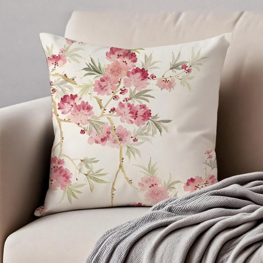 Birkenblüten Aprikosenblüten Frühlingsblumen Kissenbezug Kissenhülle Milbendicht Verdeckter Reißverschluss Kurzflor Sofakissen