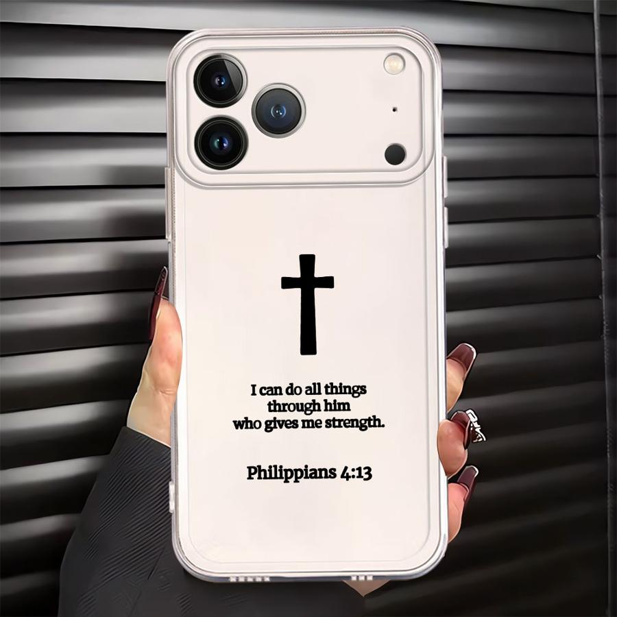 Soft Phone Cover Case for iPhone 17 Pro Max 12 Mini 7 8 14 Plus Air XR 15 11 XS Max 13 Pro 16 Simple Christian Cross iPhone 12 mini