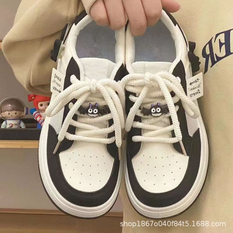Kulomie summer with skirt breathable sports little white shoes women's Korean version flat-soled thin casual women's shoes big head board shoes