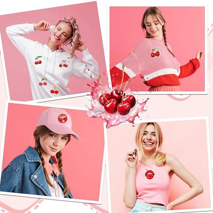 New Fruit Embroidery Cloth Sticker, Clothes Bag Decoration Patch Sticker, Cherry Small Mouth Computer Embroidery Stamp, Ironing