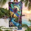 Dragonfly Garden Dream Theme Quick Dry Beach Towel Custom Name Text Print Large Sand Resistant Towel Beach Vacation