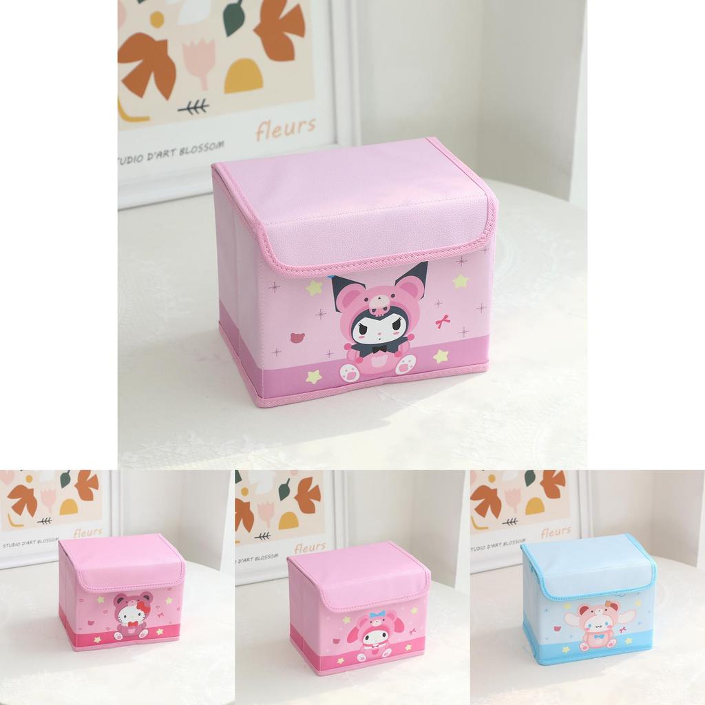 Hello Kitty Kuromi Cinnamoroll My Melody Pattern Foldable Flip Storage Box For Makeup And Office Organization