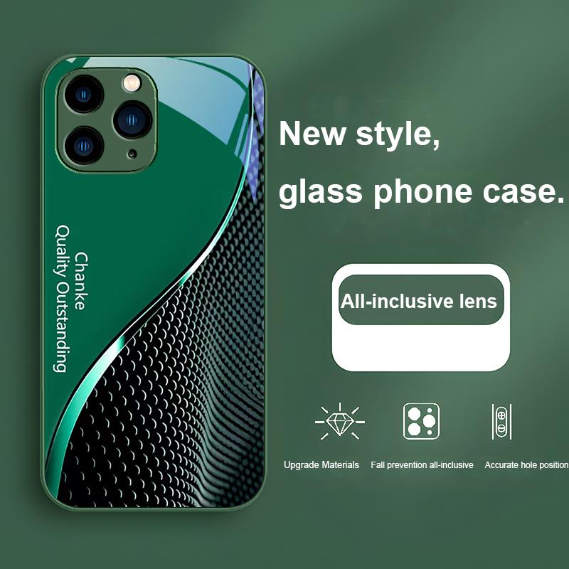 Quality Outstanding Chanke for Iphone 15 14 13 12 11 Pro Max X XS XR 7 8 Plus 2020 2022 SE Black Tempered Glass Phone Case
