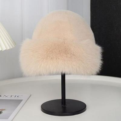 New Warm Fluffy Fur Bucket Hat Cold Snowy Day Fisherman Hat Cover Head Cap Ear Protection Berets Women