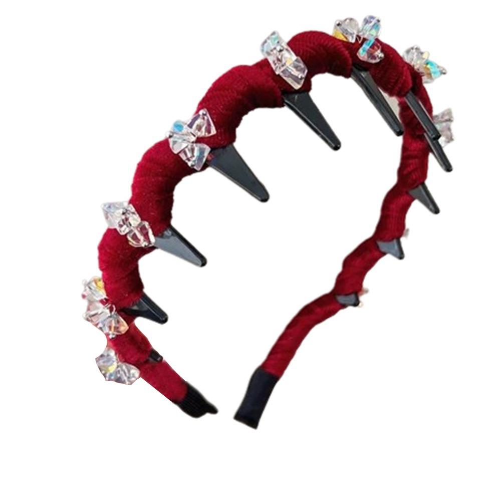 

Стразы челка фиксированный обруч для волос противоскользящий зубчатый ободок новая прическа шпилька для волос женщины девушки красный
