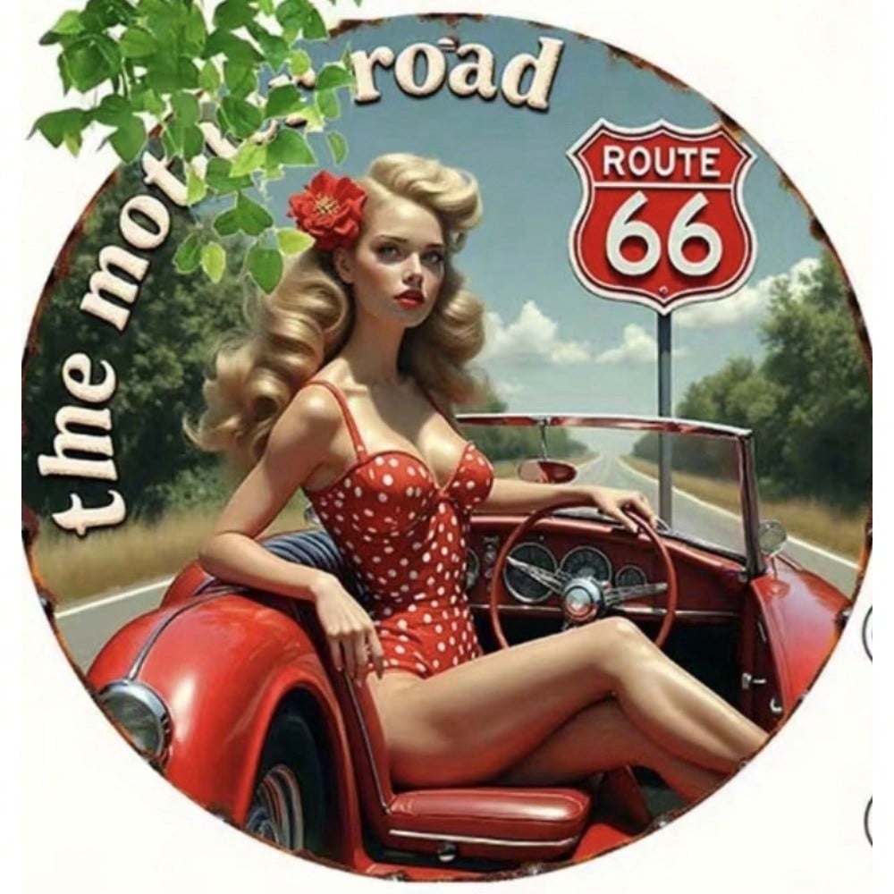 

Vintage Route 66 Metal Tin Sign Retro Garage Man Cave Wall Decor 20x20