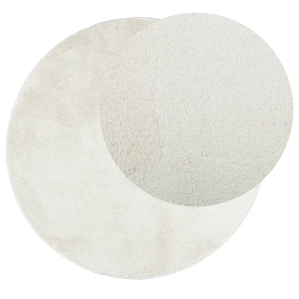 Oviedo Short Pile Rug Cream Ø 120 Cm