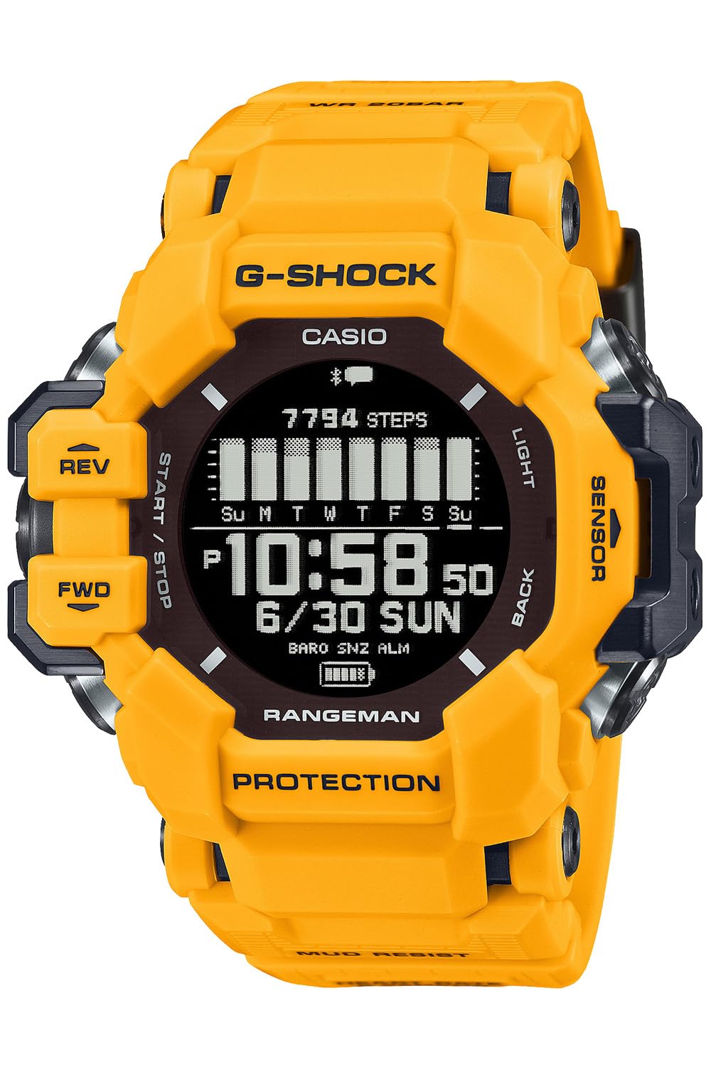 

Casio RANGEMAN GPS Watch with Heart Rate and Yellow G-Shock Monitor, Bluetooth, Eco-Friendly Materials, GPR-H1000-9JR, Men s,