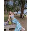 Mesh Patchwork Pure Desire 2025: Women's High-Waisted Floral Slimming Long Skirt for Summer Vacation Style