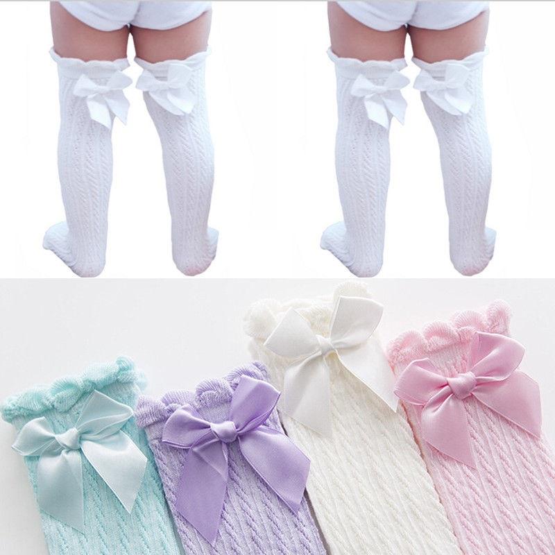 Buy 4 Colors Toddler Kid Baby Girl Knee High Long Socks Bow Cotton