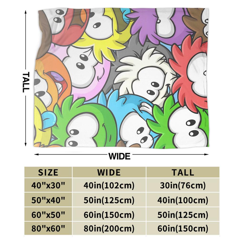 Club Penguin Rainbow Puffle Fleece Throw Blankets Community Game for Bedroom Knitted Blanket Travel Thin Portable Quilt