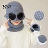 Comfortable Skin Friendly Winter Cap 1 Set Knit Hat Neck Warmer for Kids, Earflap with Goggles, Kids Gift School Travel Fleece Lined Aviator Cap, Warm