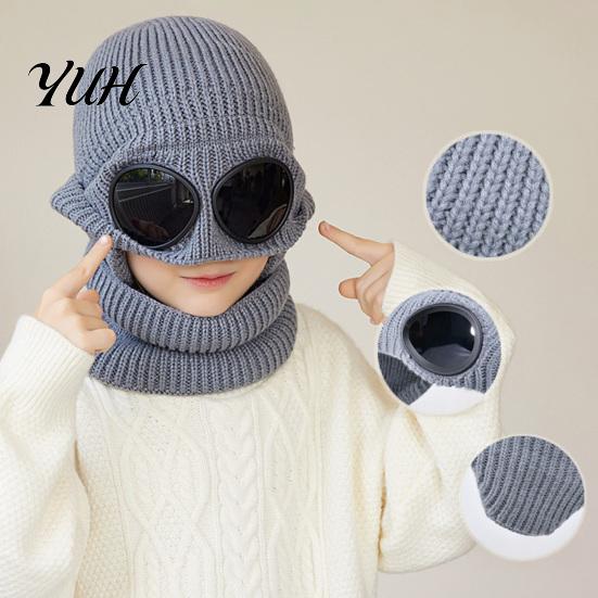 Comfortable Skin Friendly Winter Cap 1 Set Knit Hat Neck Warmer for Kids, Earflap with Goggles, Kids Gift School Travel Fleece Lined Aviator Cap, Warm