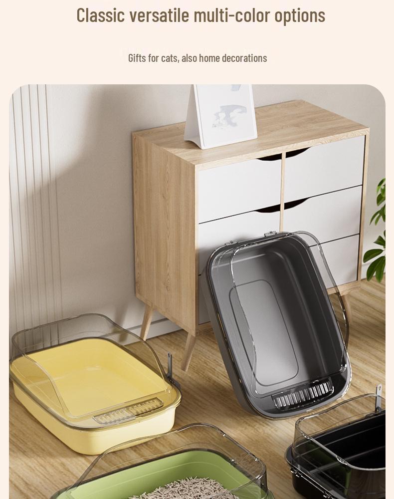 Extra velký polouzavřený kočičí záchod s vysokou ohradou a lopatkou