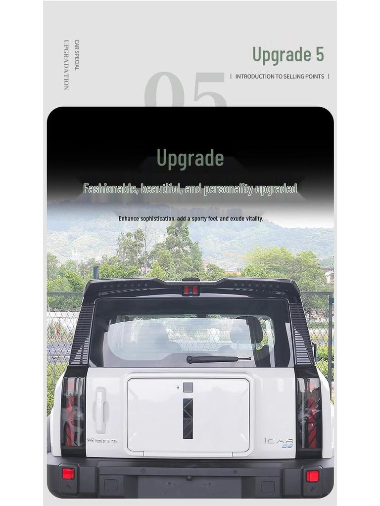 Chery iCAR03 Modifications: Rear Wing, Spoiler, Top Wing, Front Lip, Side Skirts, Front Splitter & Small Body Kit