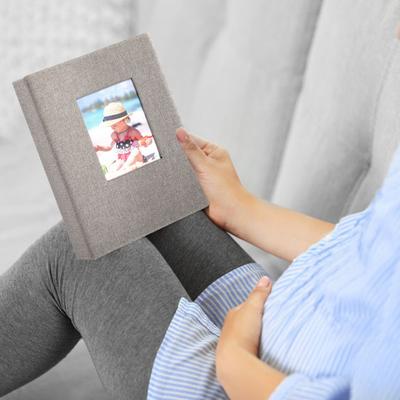 Slip-in Photo Album Linen Cover 28 Pages 56 Pockets 4x6-Inch Wedding Travel Baby Shower