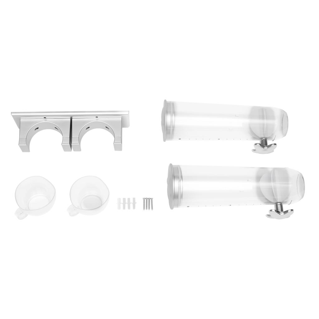 Wandmontierter Lebensmittelspender, 101oz/3L Große Kapazität, Doppeltes Fach, Trockenfutterbehälter für Reis, Getreide, Tierfutter