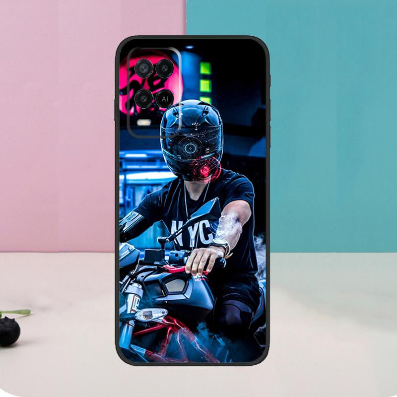 Neon Motorcycle Biker Case For Oppo A5 Pro A6 A15 A16 A76 A96 A17 A57 A98 A58 A78 A18 A38 A54 A74 A94 A40 A60 A80