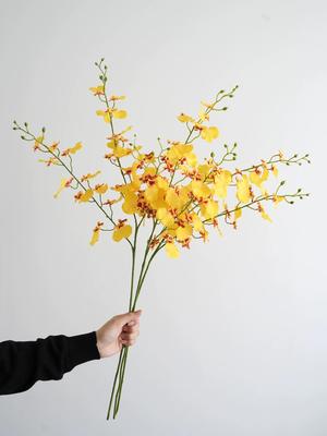 3PCS Realistic Dancing Lady Orchid Artificial Flowers Yellow Orchid Decor Home Modern Minimalist Chic Style Oncidium Orchid