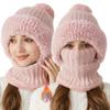 Versatiles Knitted Hat Women Ponytail Hat with Integrated Vintage Neck Warmer for Women with Neck Warmer