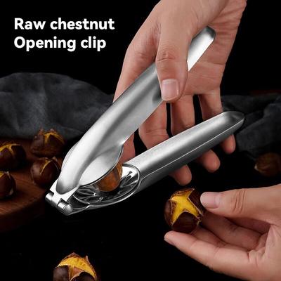 2in1 Kastanienmaschine Küchenaccessoires Edelstahl Kastanienknacker Öffner Mantelschneider Metallmuttern Clip Walnusszange Werkzeug
