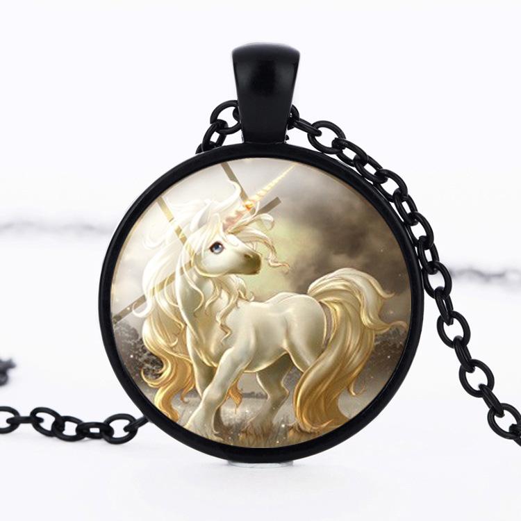 Retro Pegasus Unicorn Necklace with Zodiac Charms