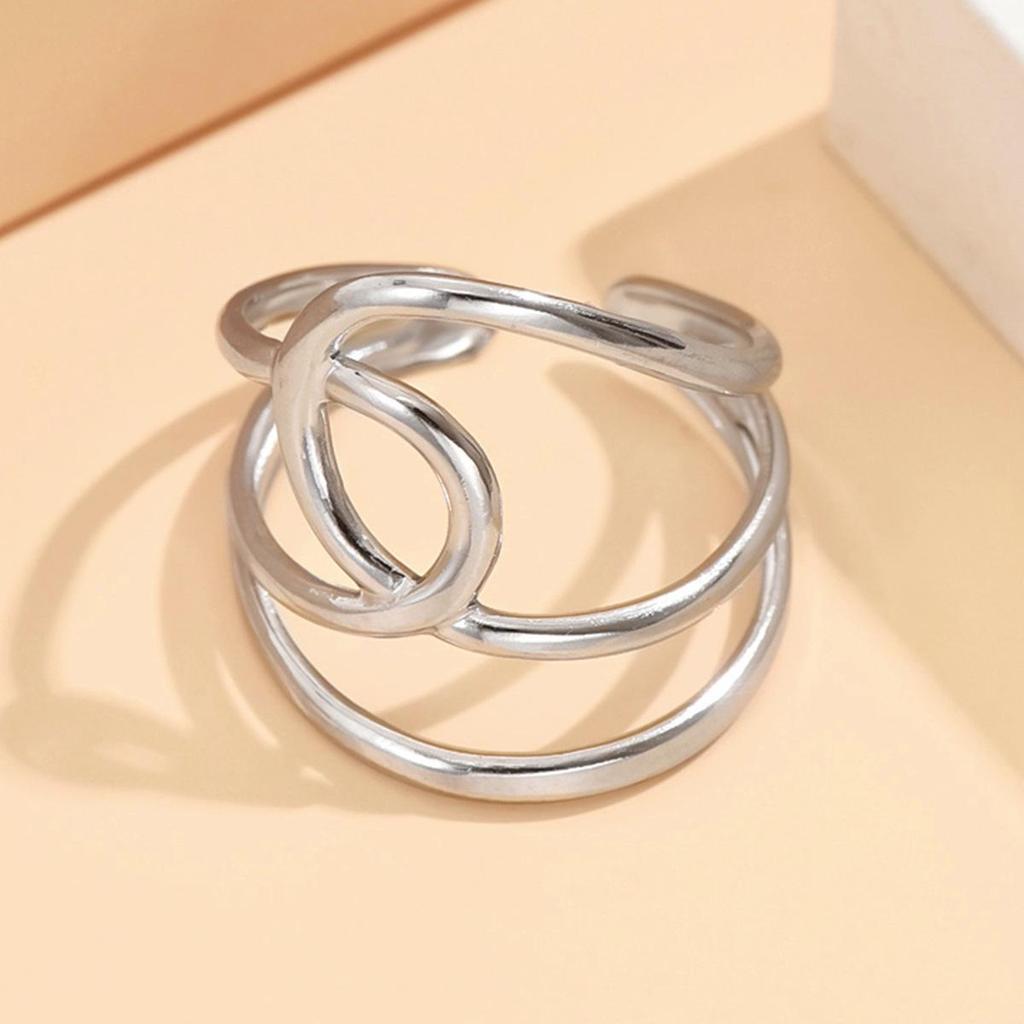 Minimalist Adjustable Geometric Gold-Plated Stainless Steel Ring for Women