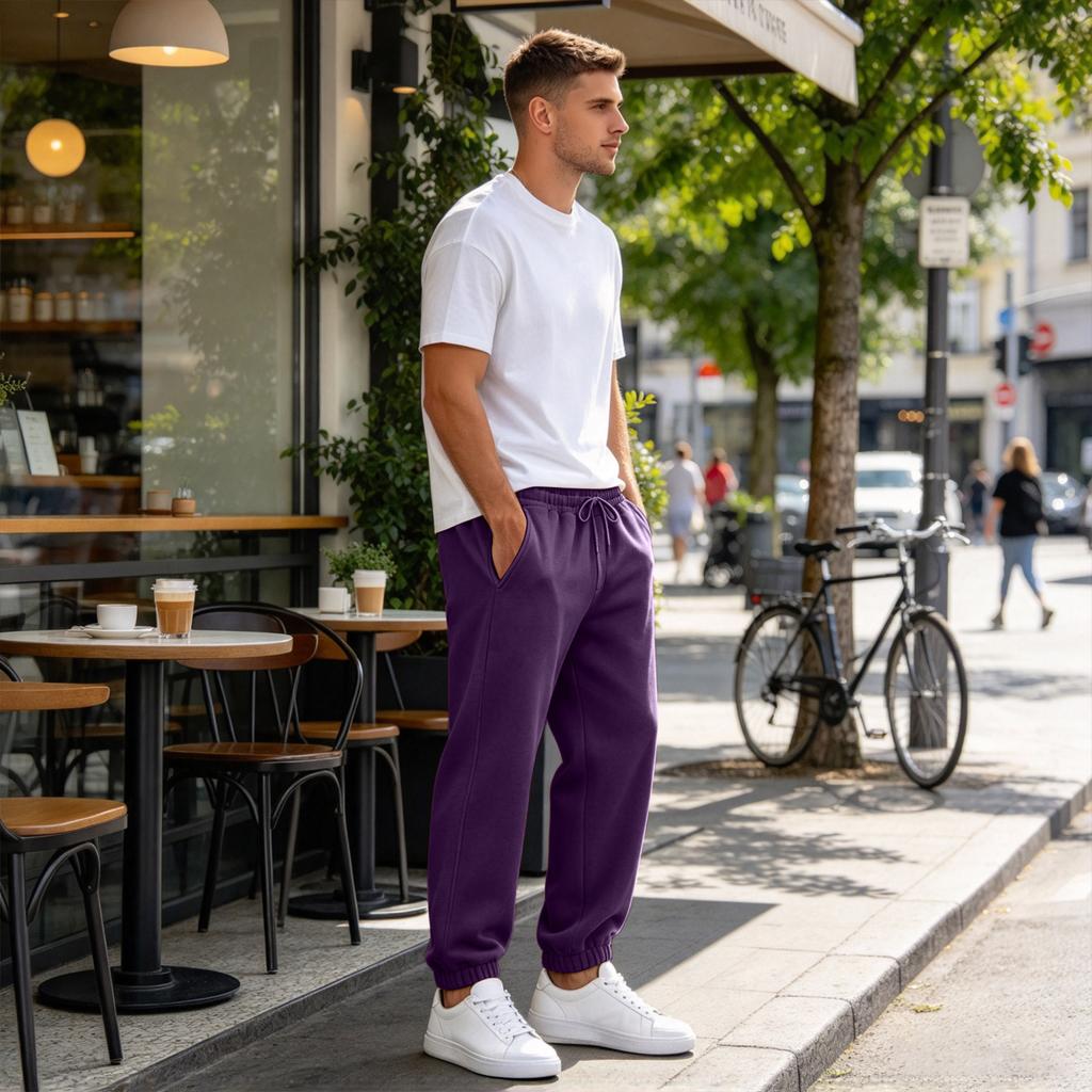 Men's Color Sweatpants with Elastic Waist, Loose Fit Tapered Jogger Pants for Athletic and Casual Wear