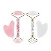 Natural Jade Stone Roller Massager Rose Quartz White Jade Face Roller Gouache Guasha Scraper Set Facial Lifting Massage Tools