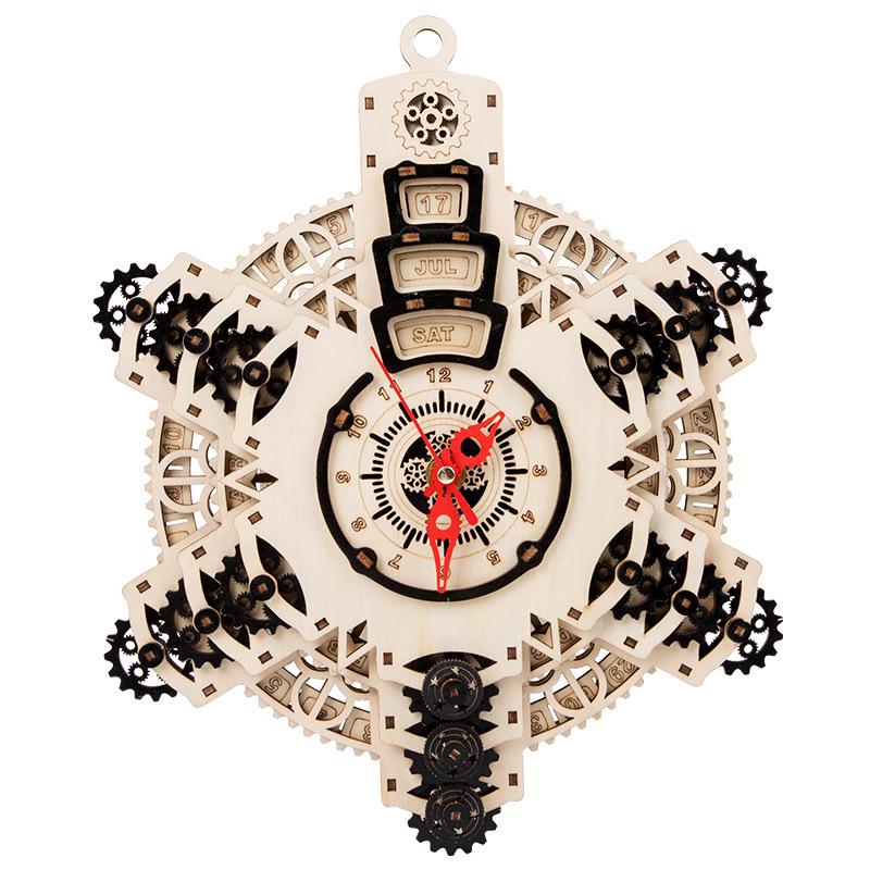 Children's 3D Wooden Perpetual Calendar Puzzle - DIY Mechanical Gear Assembly Model