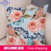 Nordic Style Rose Flower And Birds Pillow Case Cushion Cover For Car Sofa Super Soft Plush Decor Flower Plant Animal Pillowcase