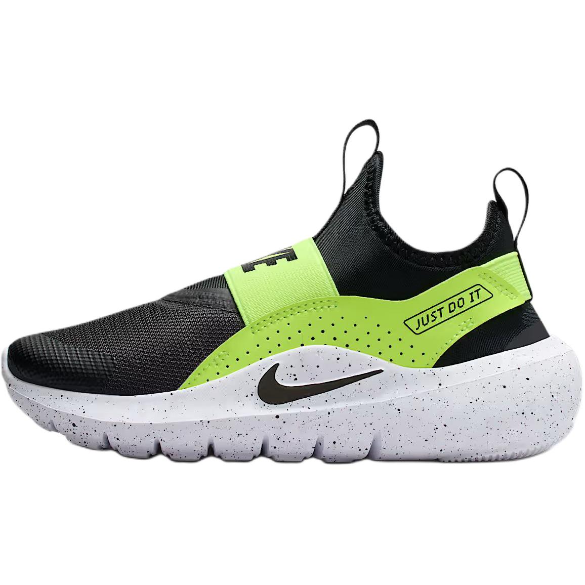 

New Nike Flex Runner 4 Cushioning, Wear Resistant Low Top Kids Running Shoes Black Green Kids IF2894-003 31
