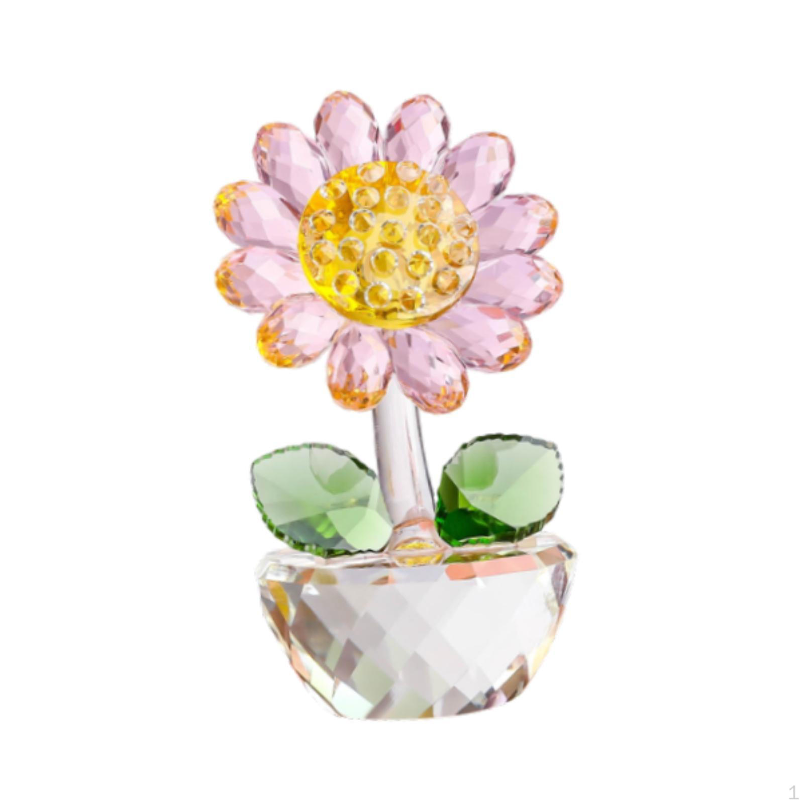 

Стеклянная фигурка подсолнуха, коллекционное украшение стола с бутоном, небольшое украшение для свадьбы розовый