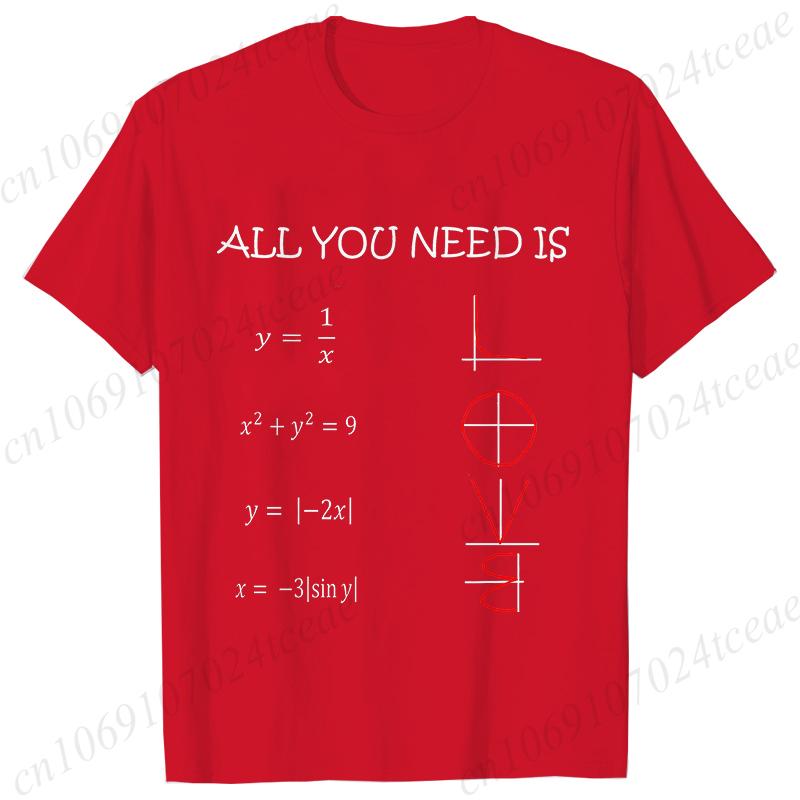 Retro Men's T-Shirt All You Need Is Love Math Equation Short Sleeve T-Shirt Summer Casual Tees Top Loose Oversize T-Shirt Men