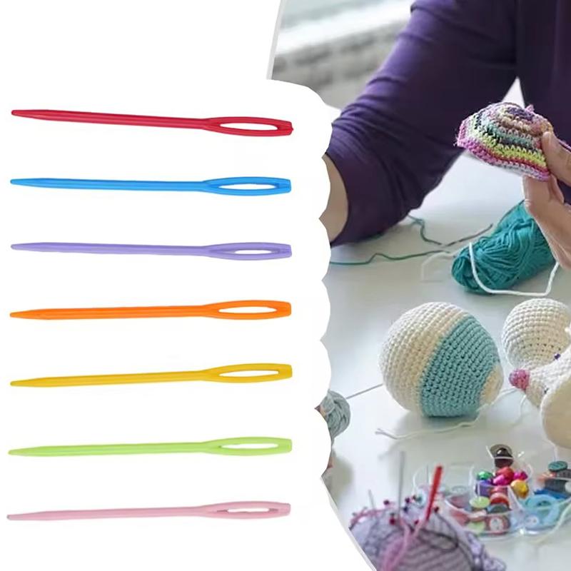 80/160PCS Colorful Knitting Needles Plastic Sewing Needle 7cm Size Large Eye Sweater Weaving Sewing Needle Craft Accessories ZYF
