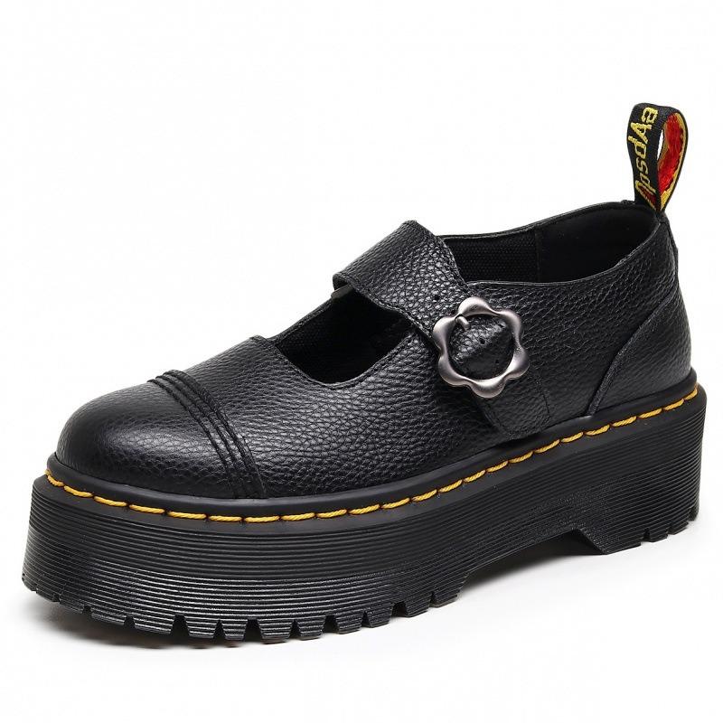 Personaggi con suola spessa con scarpe Mary Jane da donna, scarpe piccole in pelle di primo strato, studente di moda pattern litchi muffin