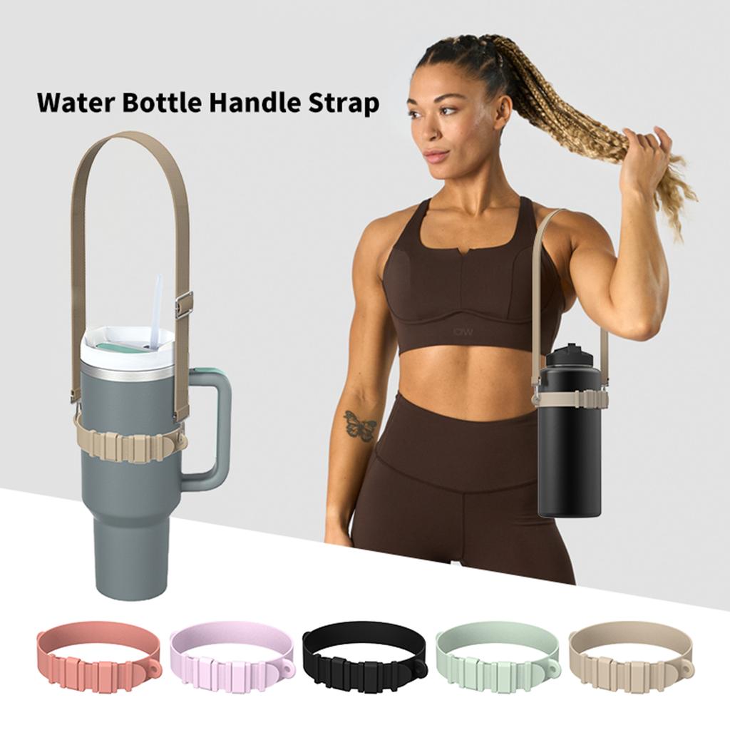 Water Bottle Handle Silicone Sling Holder with Shoulder Strap Fit Most Bottles Universal Bottle Lanyard Adjustable Strap