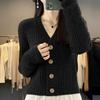 Women's Early Autumn High-Waisted Knit Cardigan - V-Neck, Fine Imitation Wool, Net Celebrity Style