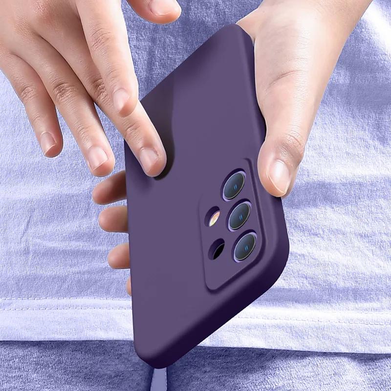 Square Original Liquid Silicone Case For Samsung Galaxy S23 S24 S22 S21 Ultra Plus FE A33 A53 A73 A34 A54 A52 A52S Full Cover