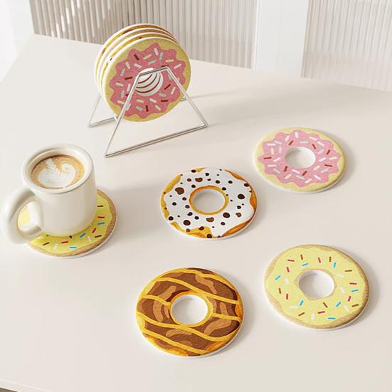Sottobicchiere Diatomee Forma Ciambella per Tazza da Scrivania Tappetino Asciugatura Rapida Assorbente Acqua Resistente al Calore Antiscivolo Carino Decorazione Cucina Ufficio