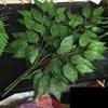 12PCS Green Plants Artificial Banyan Leaf Branch Plastic Tree Rattan Landscaping Accessories Wedding Garden Home Christmas Decor