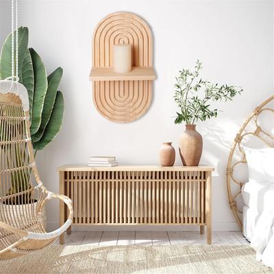2Pcs Bohemian Wall Mounted Shelves Oval Shape Floating Shelf for Plant Books Display Rack and Bedroom Bathroom Decors