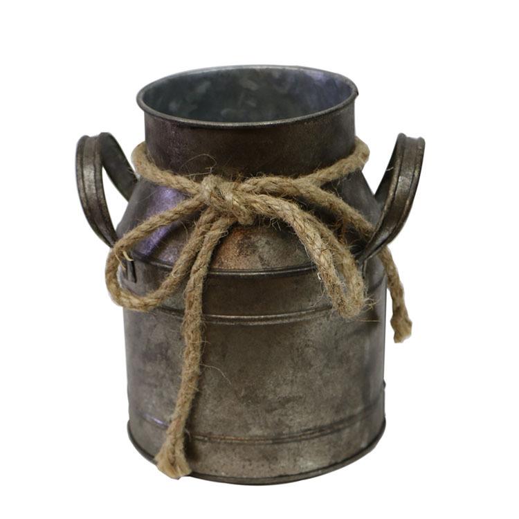 Retro-Style Milk Jug Shaped Iron Flower Bucket for Dried Arrangements
