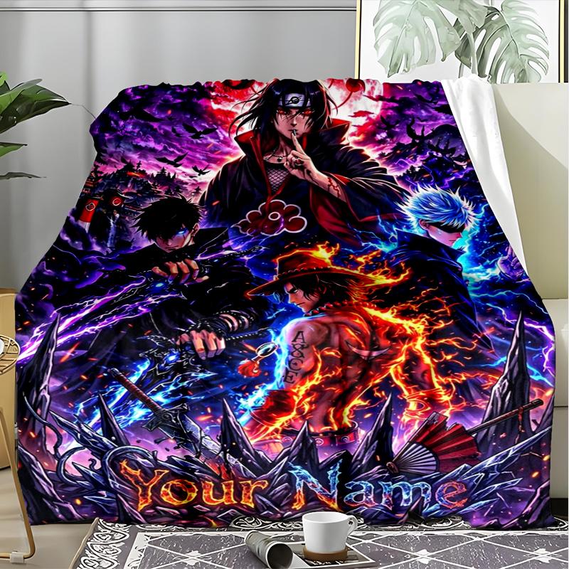 Custom Name Naruto mystical aura. Flannel Fleece Blanket Cozy Warm Throw Blanket For Couch Bed Travel All Season Use