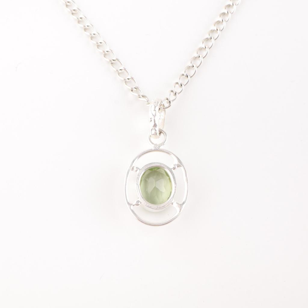 Natural Green Amethyst Gemstone 925 Sterling Silver Jewelry Handcrafted Pendant PP-6-50