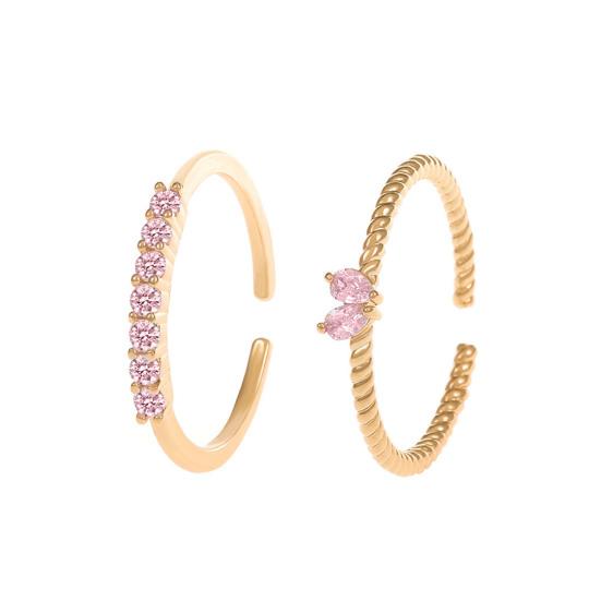 2/4 szt. Pierścień na palec serce lśniące cyrkonie sześcienne inkrustowane otwieranie regulowany palec obrączka biżuteria akcesoria