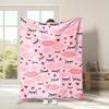 Pink Lipstick Heart Blanket Reversible Flannel Throw for Glam Lovers AllSeason Comfort Feminine Chic Gift